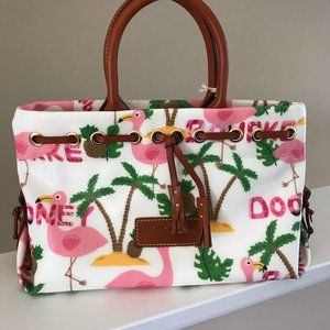 RARE DOONEY & BOURKE FLAMINGO TASSEL TOTE